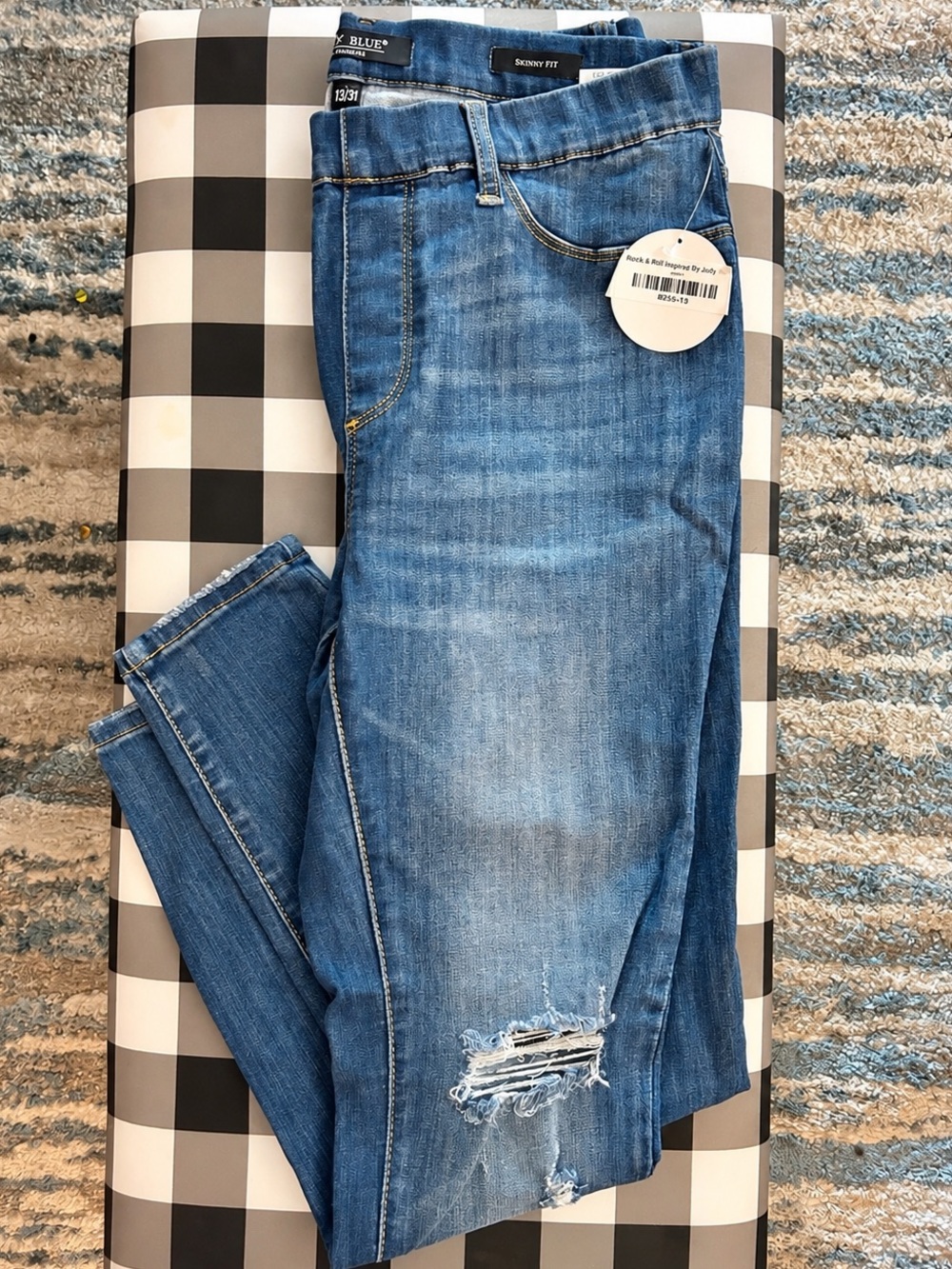 Judy Blue Medium Blue Distressed Skinny Jeans NWT size 13/31